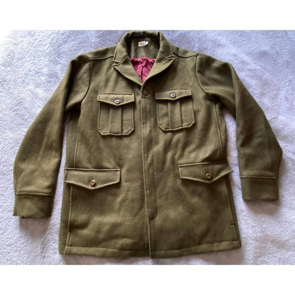 Bridge & Burn Coat Men XL Portland OR Believe In Your Self Wool Blend Green